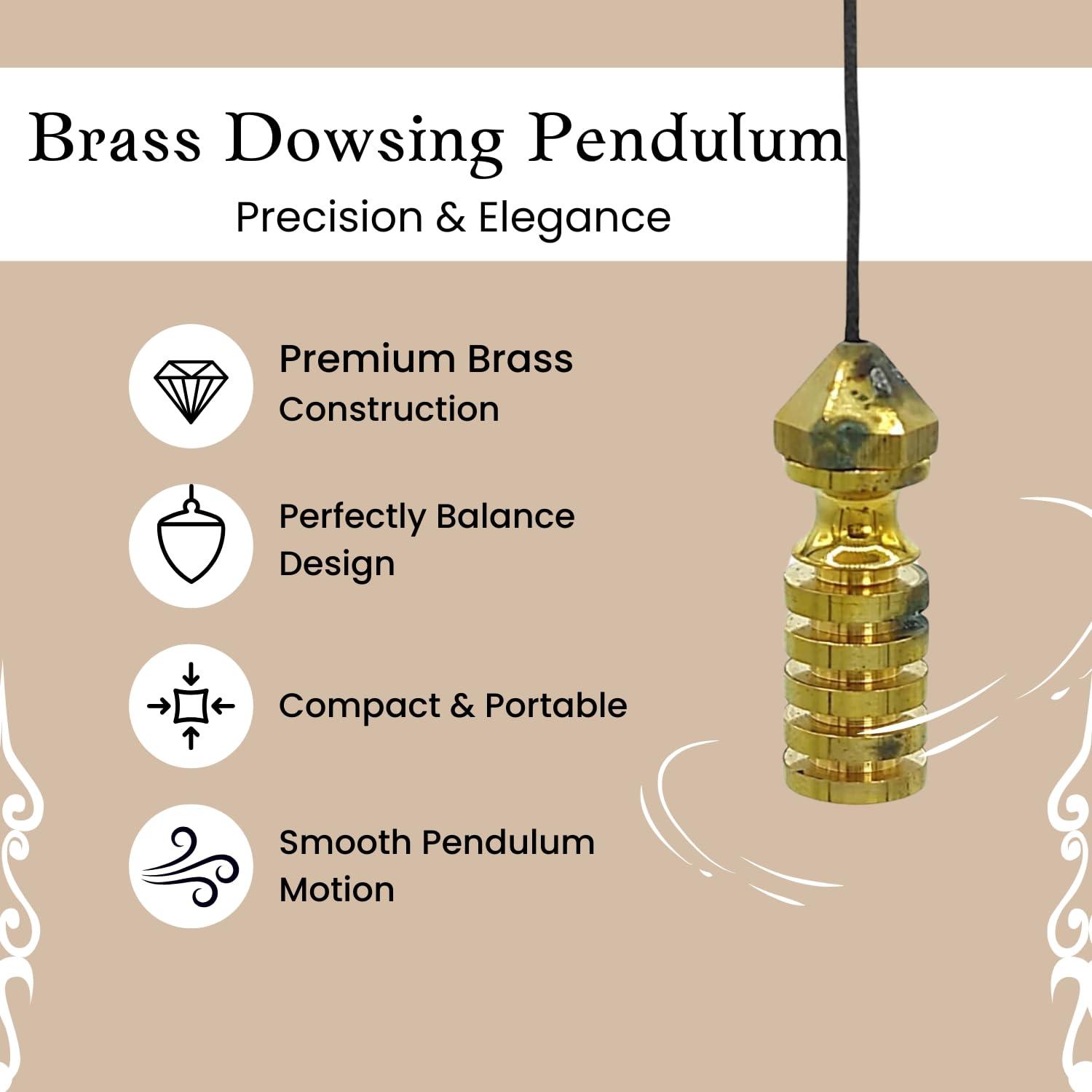 Plus Value Plus Value Brass Premium Metal Dowsing Pendulum for Professional Dowsers Vastu Feng Shui & Reiki Energy Healing Experts (4 Charts & Jute Bag)