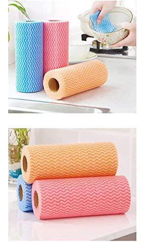 PIRU PIRU Non-woven Kitchen Roll Kitchen Cleaning Wipes Washable & Reusable Quick Dry Non-Woven Dish Towels for Home & Kitchen Cleansing Super Absorbent Soft & Hygienic - 80 PULLS IN EACH ROLL(PACK 2)