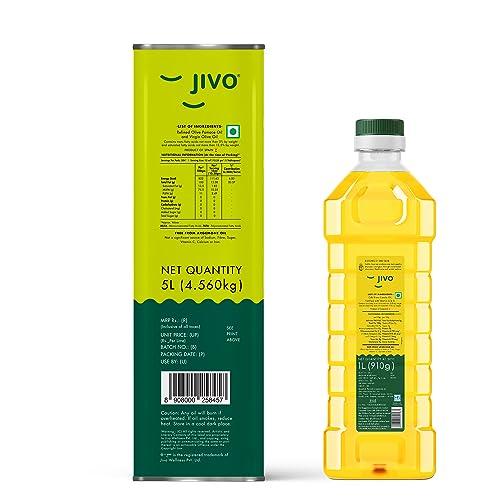 JIVO Jivo Pomace Cooking Olive Oil 5 Litre with Jivo Cold Pressed Canola oil 1 Litre | Recommendable for Roasting, Frying, Baking All type of Cuisines| Healthy Cooking Oil for Daily use |(Pack 6L)