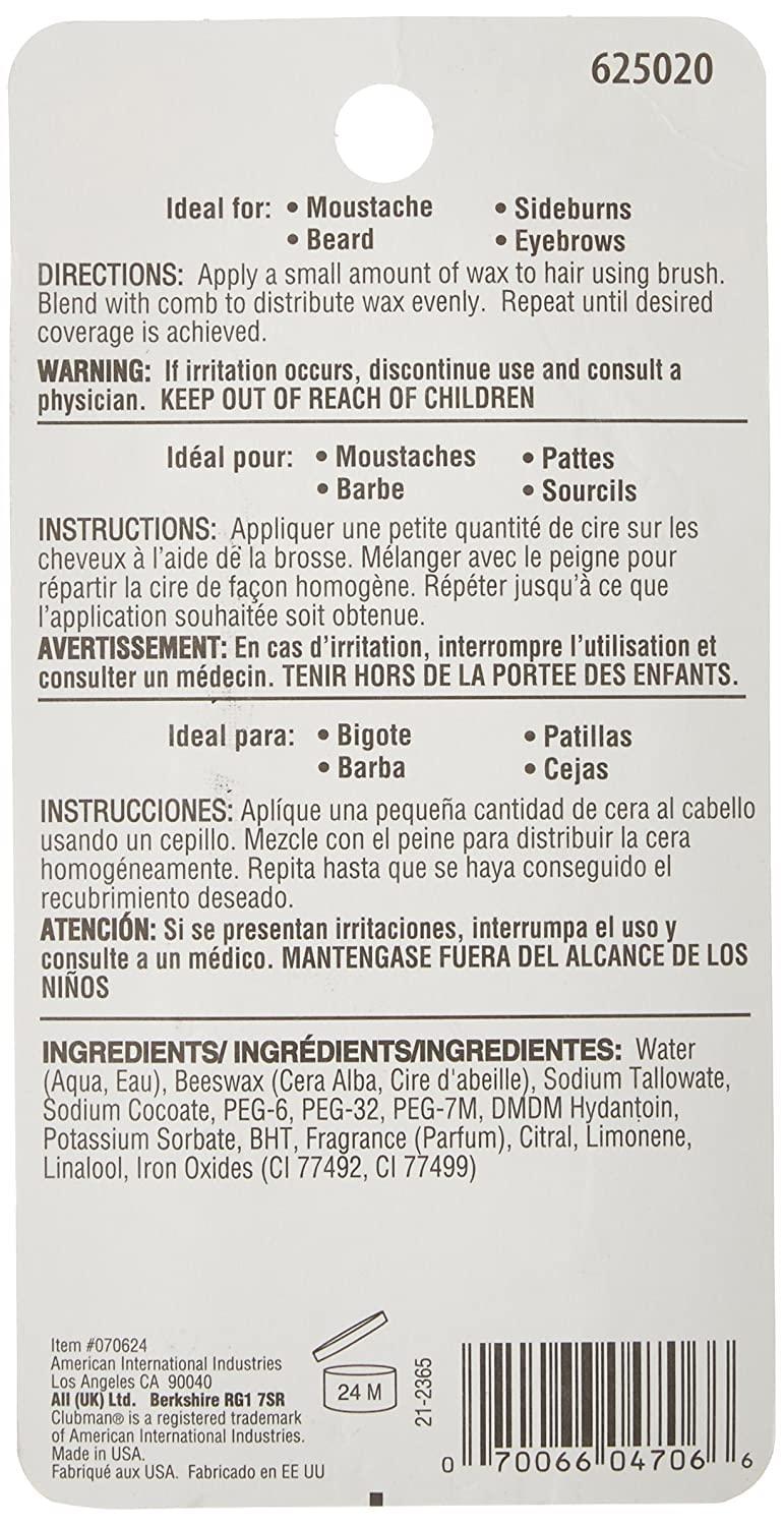 CLUBMAN Clubman Pinaud Moustache Wax with Free Brush/Comb Applicator, Brown, 0.5-Ounce (Pack of 3)