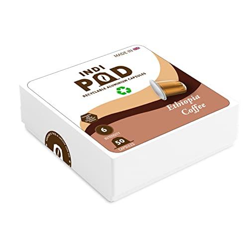 Indi Pod IndiPod, Ethiopia\" Aluminium Coffee Capsules, Intensity 6 of 12, Medium Roast, Made in U.K., Nespresso Compatible Coffee Pods