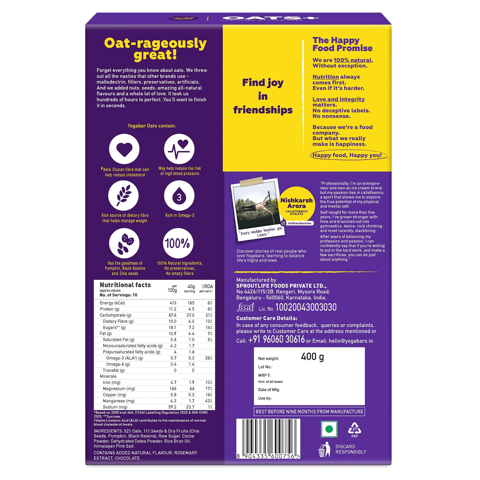 Yogabar Yogabar Multigrain Energy Snack Bars - ( Pack of 10 Bars ) | Dark Chocolate Flavour Premium Super Oats Combo Pack - 780gm
