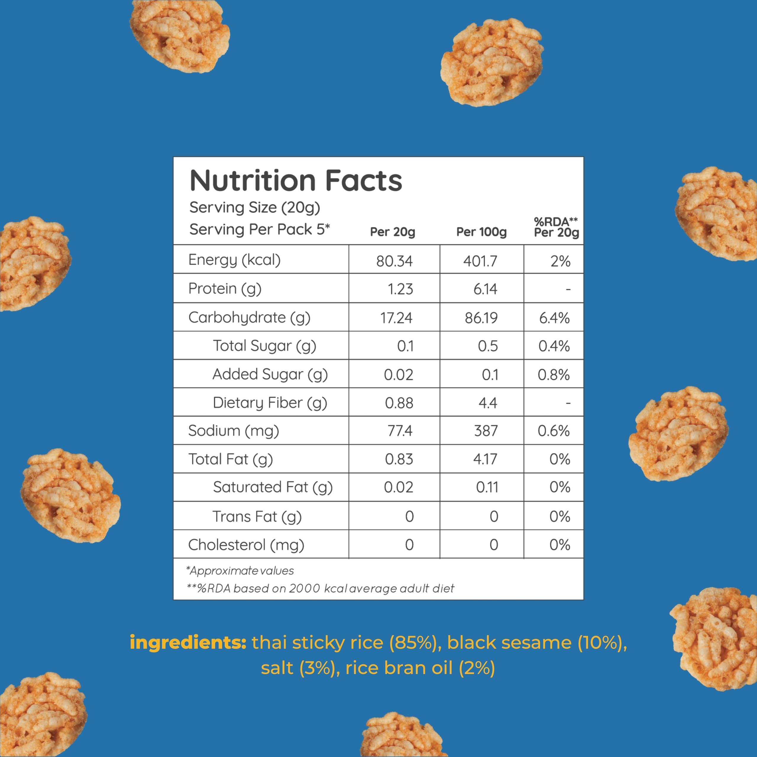 natch Natch Thai Sticky Rice Chips, Gluten Free, Party Family Pack, Vegan, All Natural Crunchy Crackers (Sesame) 100 Gm (Pack of 3)