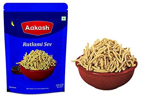 Aakash Namkeen Aakash Namkeen Ratlami Sev | Traditional Spicy Indore Malwa Namkeen | Famous Indian Snacks | (Pack of 2), 350 GM Each