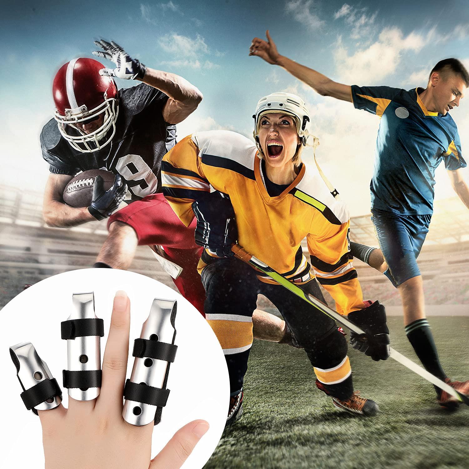 BBTO 10 Pieces Finger Splints Metal Padded Finger Support Finger Stabilizer with Soft Foam Interior and Loop Straps for Adults and Children, 3 Sizes (Black)