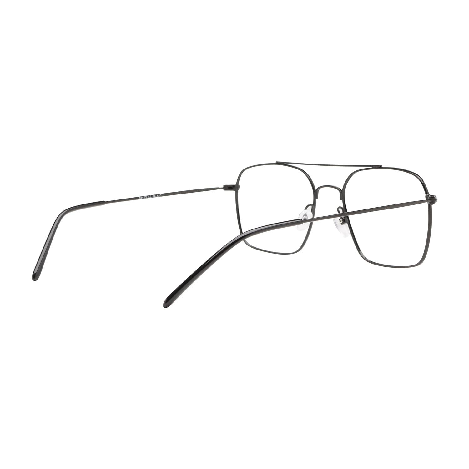 CHASHMA CHASHMA Zero Power Computer Glasses, Square Glasses for Men, Dual Side AR Coating, UV Protection Glasses - (Gunmetal Colour Frame, 52mm, Medium) - Pack of 1