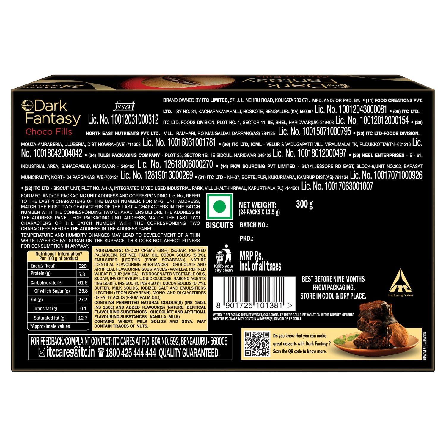 Sunfeast Dark Fantasy Sunfeast Dark Fantasy Choco Fills, 300g, Original Filled Cookies with Choco Crme & Sunfeast Dark Fantasy Choco Chip, Chocolate Cookies Loaded with Choco Chips, 357.5g