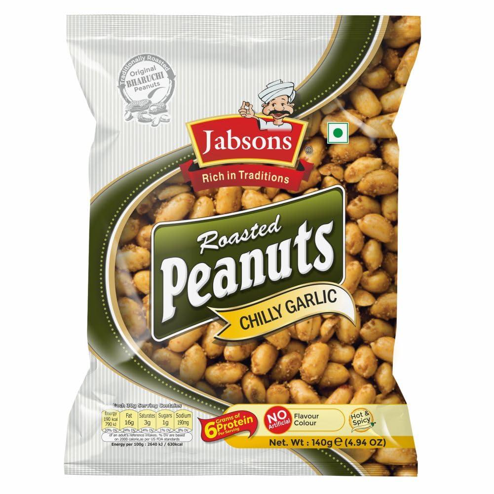 Jabsons Jabsons Roasted Peanut Different Flavours - Pack Of 7 | Gluten free| Healthy Ready to Eat Snacks |Jumbo Bharuchi Flavoured Peanuts | Moongphali Dana |Roasted Peanut Sing