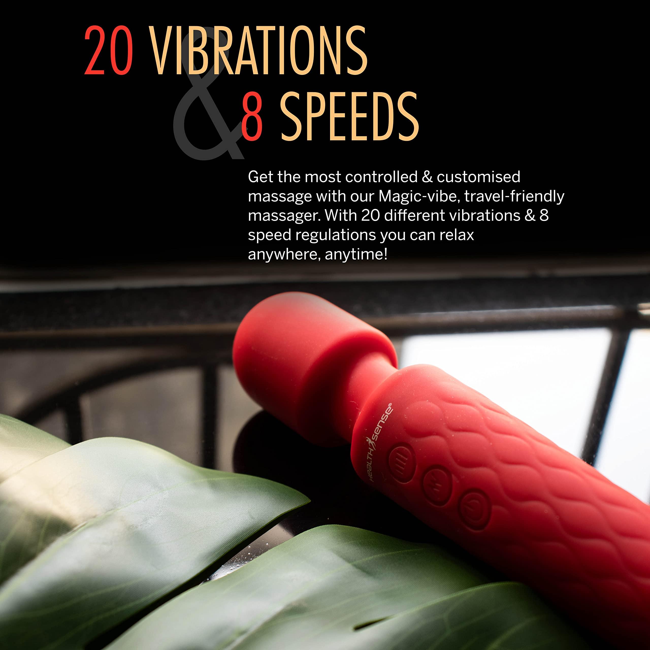 HealthSense HealthSense Cordless Full Body Massager Machine for Pain Relief, Handheld Back Massage Machine with Medical Grade Silicone, Fast Charging, 8 Speeds, 20 Modes & 1 Year Warranty - Magic-Vibe HM 260