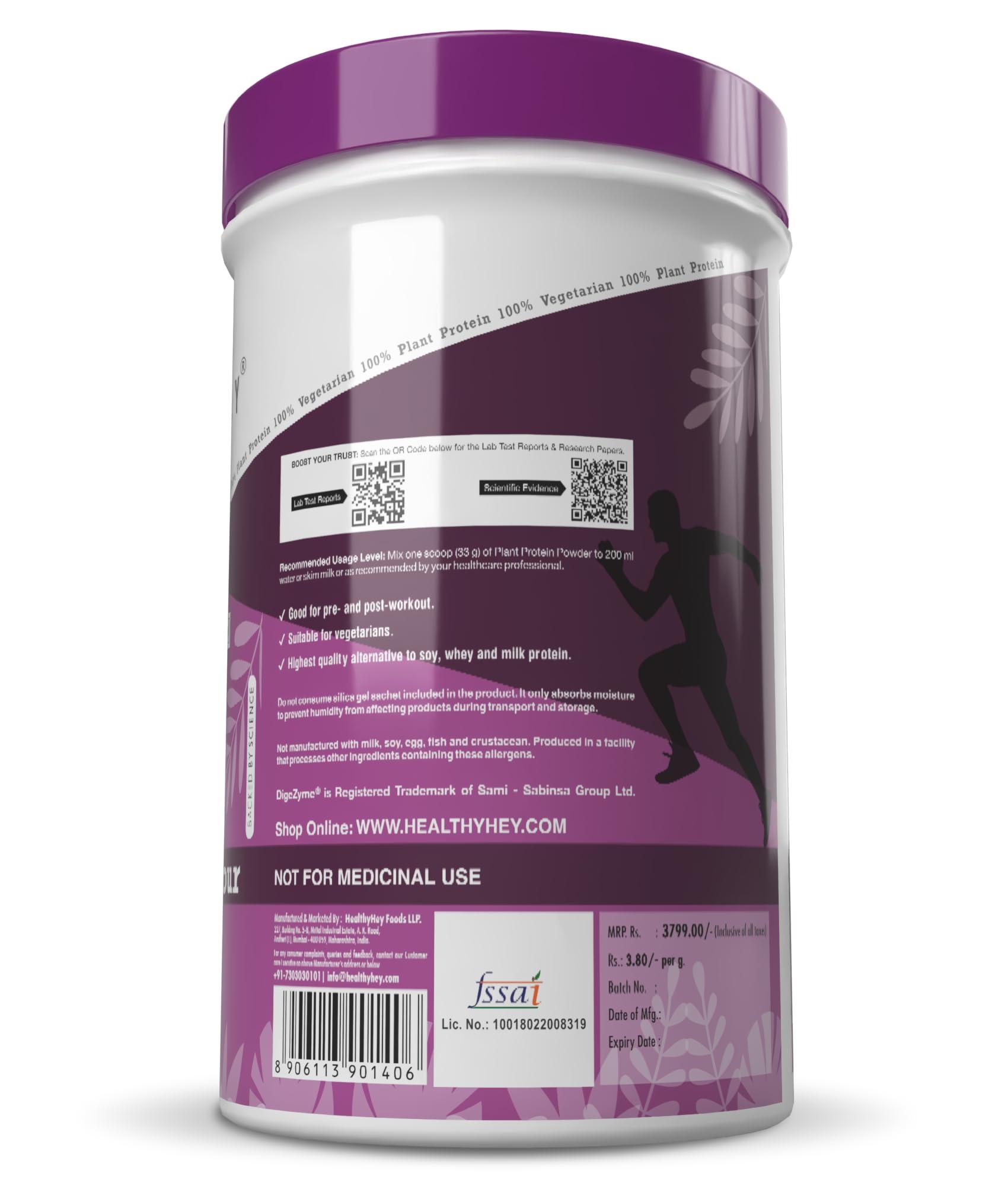 HealthyHey Nutrition HealthyHey Nutrition Plant Protein Powder, Vegan Protein, Low Net Carbs, Non Dairy, Gluten Free, Lactose Free, No Sugar Added, Soy Free, Non-GMO (Strawberry, 1Kg)