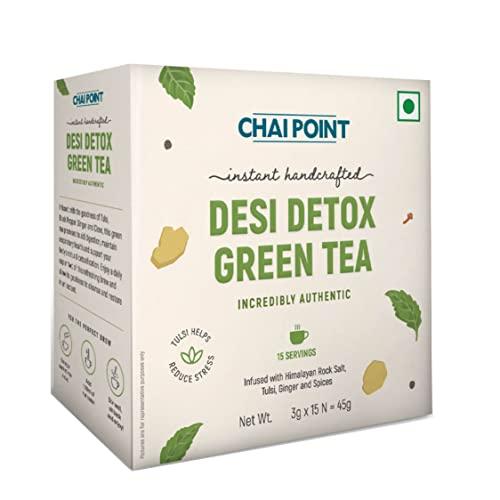 CHAI POINT Chai Point Desi Detox Green Tea | 15 Sachets | Instant Tea | 100% Natural Ingredients