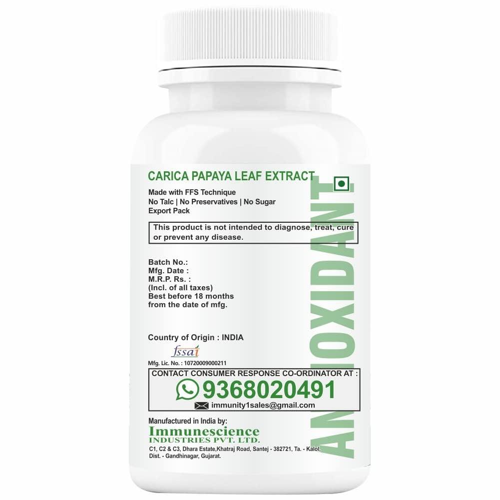 HXN HXN Papaya Leaf Extract For Platelets Count Boosting Support, Papaya Leaf Juice Powder 500mg Organic Extract -60 Tablet (Pack 1)