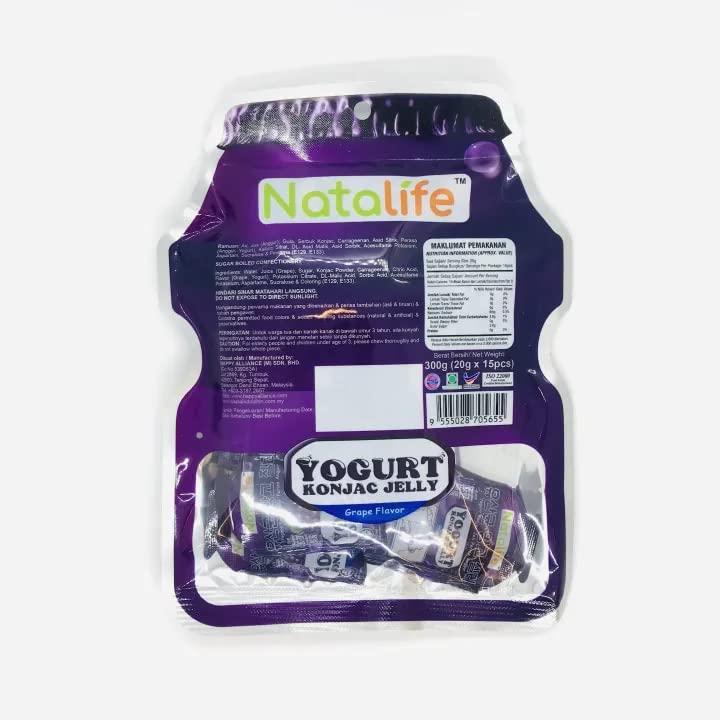 Nata Life Nata Life Yogurt Konjac Chew Jelly, Juice Content 18%, Grape Flavor, Bottle Shape (Imported) Refreshing, Delicious Snack, 300g, 15 Pieces Packet (Malaysia)