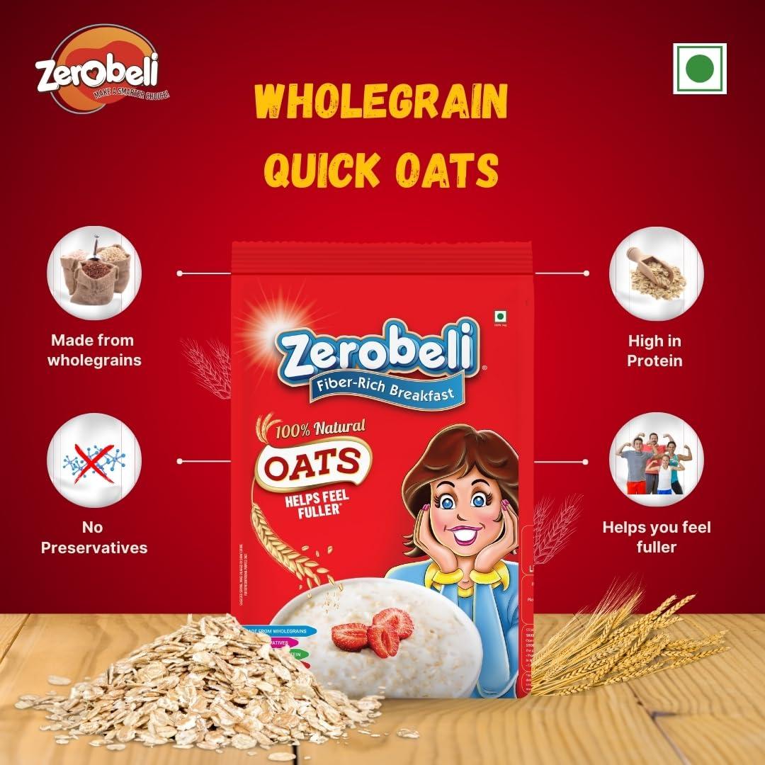 Zerobeli Zerobeli 100% Natural Wholegrain Porridge Oats 1kg - No Preservatives|High in Fiber & Protein|Rich in Antioxidants|