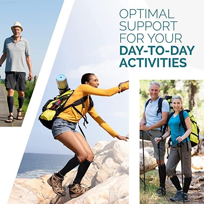 Run Forever Sports Run Forever Sports Leg Calf Compression Socks for Runners, Shin Splint, Varicose Vein & Calf Pain Relief , Cycling, Maternity, Nurses (Black, Large)