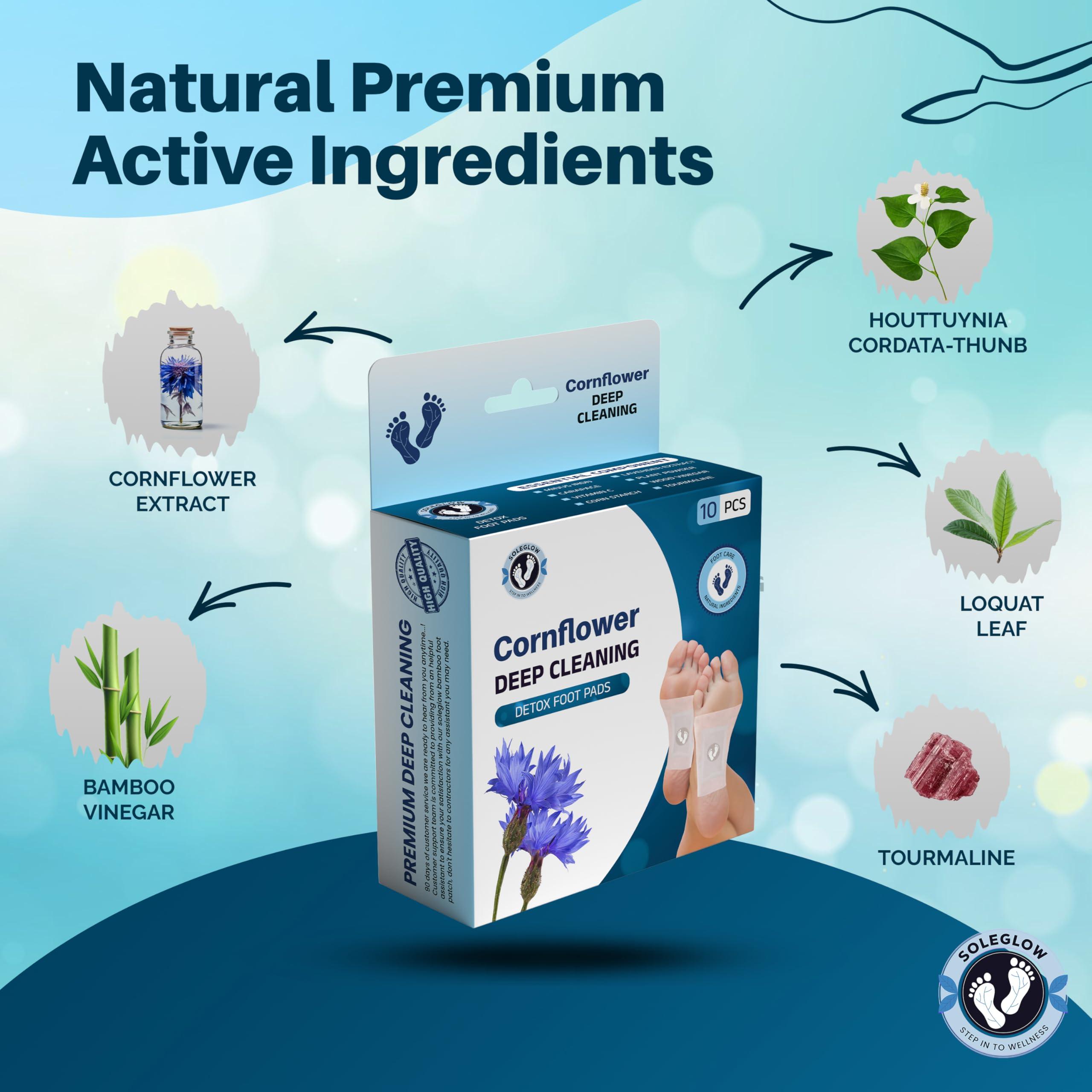 SOLEGLOW Soleglow Natural Ultra Premium Detox Foot Patches Cleansing Toxin Remover Foot Pads for Men & Women Stress Relief & Detoxification (Cornflower, Pack of 2)