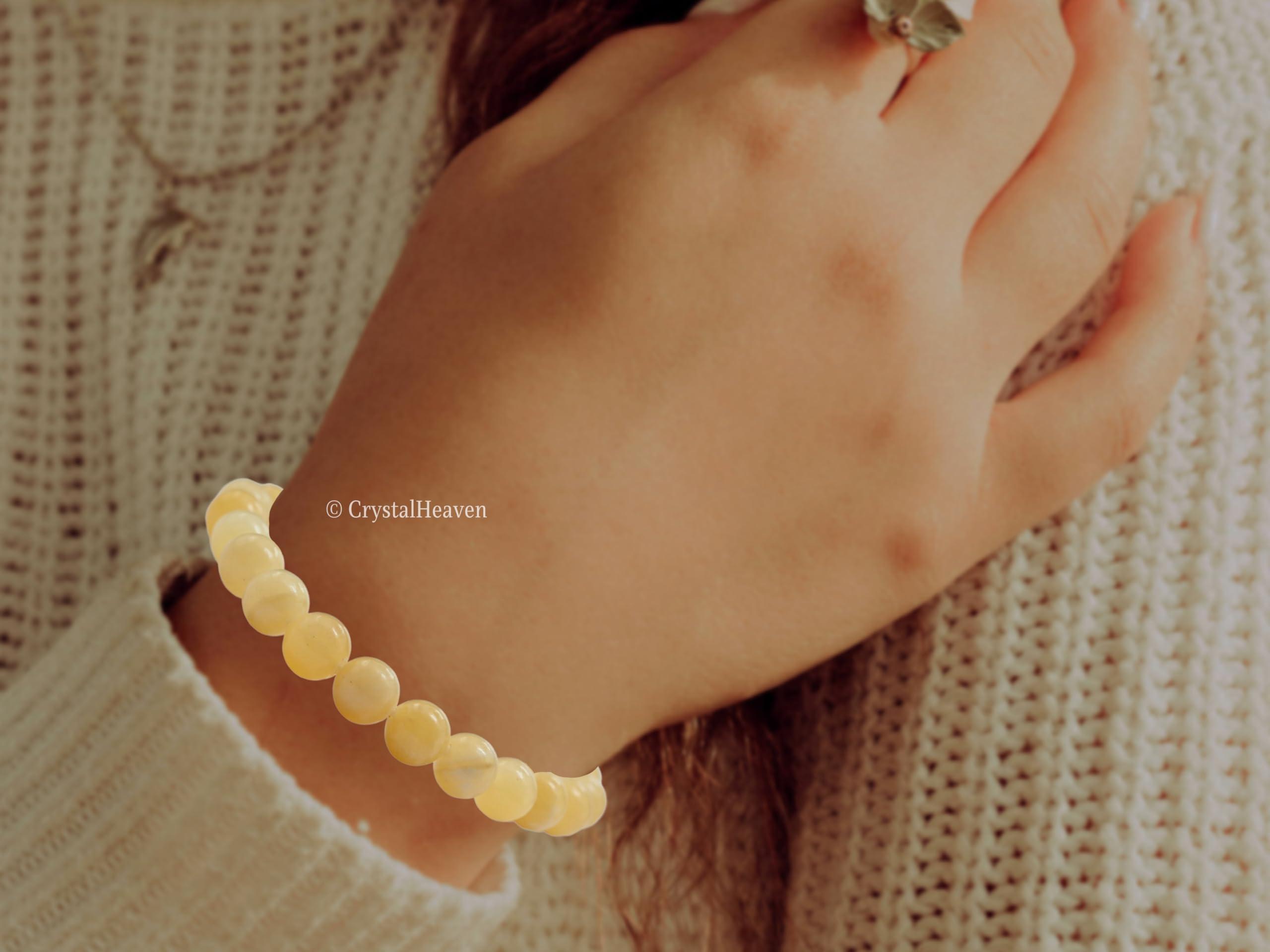 Crystal Heaven Certified Yellow Calcite Bracelet for Women Men with Healing Crystal and Reiki Stone - Beautiful Gemstone Beaded Bracelet for Balance, Harmony & Positive Energy