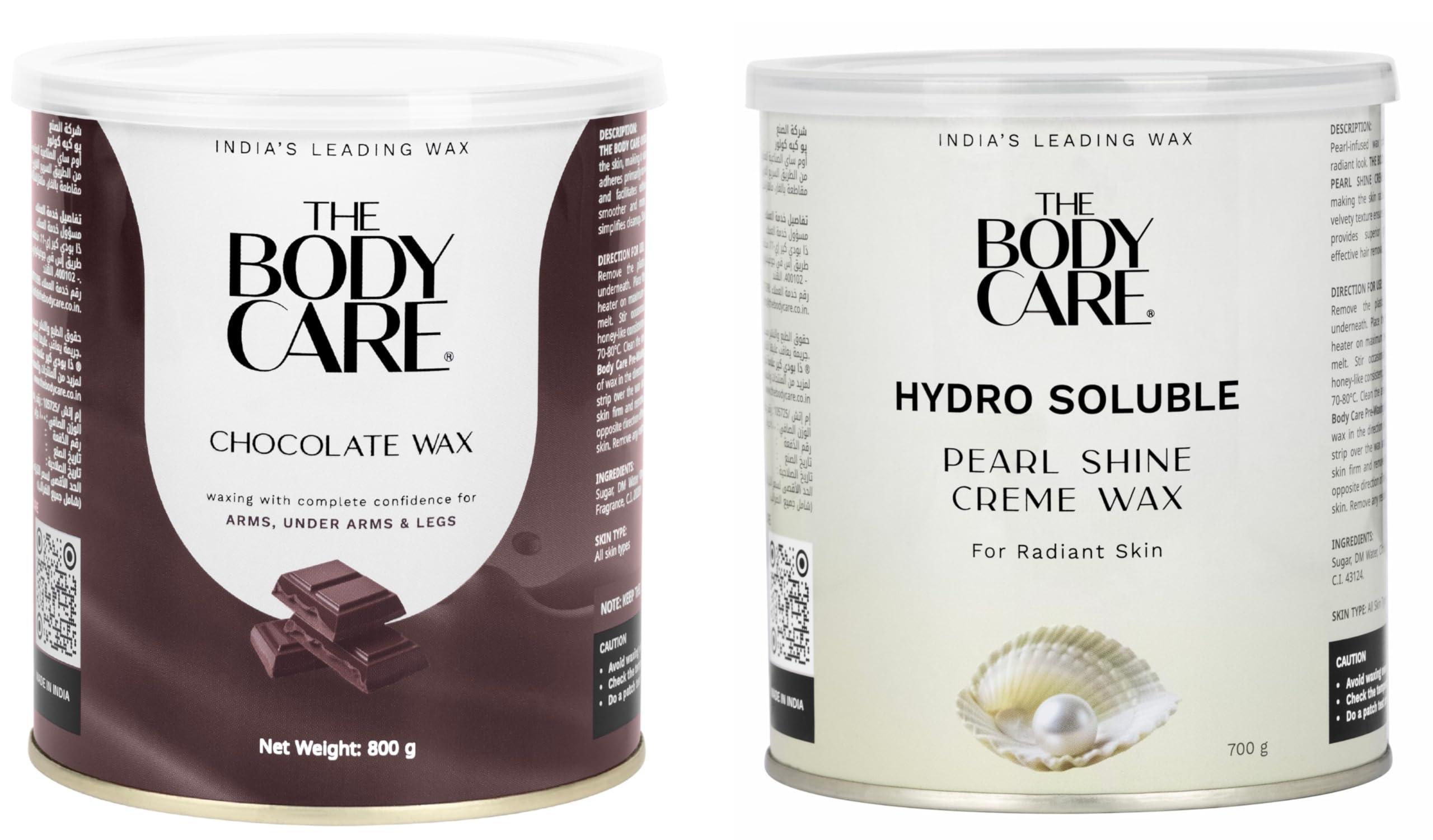 BODYCARE The Body Care Chocolate Wax - 600g & Pearl Shine Wax - 700g | Combo Pack | Rich and Luminous Hair Removal