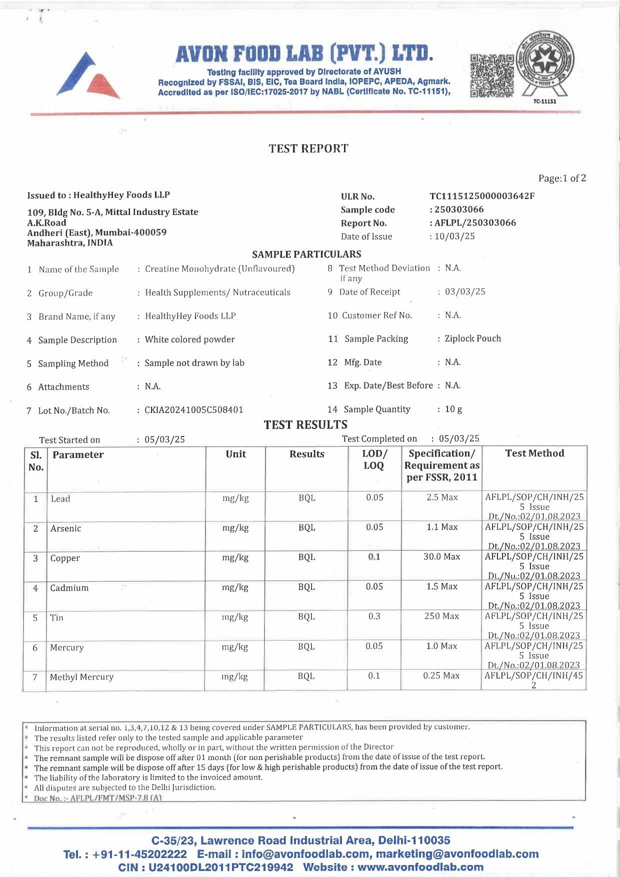 HealthyHey Sports HealthyHey Sports Creatine Monohydrate, (133 Servings, Unflavoured, 400g Powder) for Muscle Building & Performance