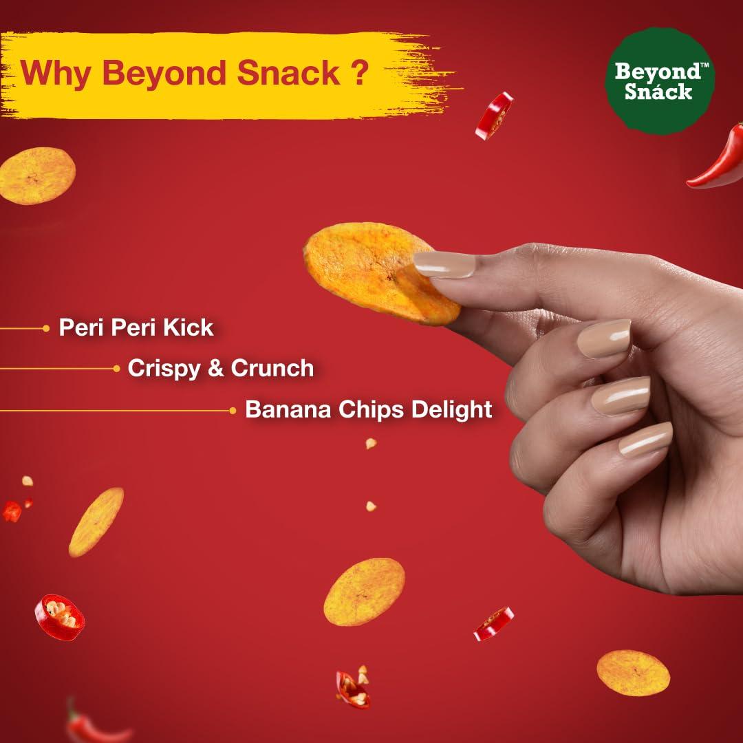 Beyond Snack Beyond Snack Kerala Banana Chips Thin Cruchy Crispy Snacks Peri Peri Flavour 300g (100g*3) - Family Pack