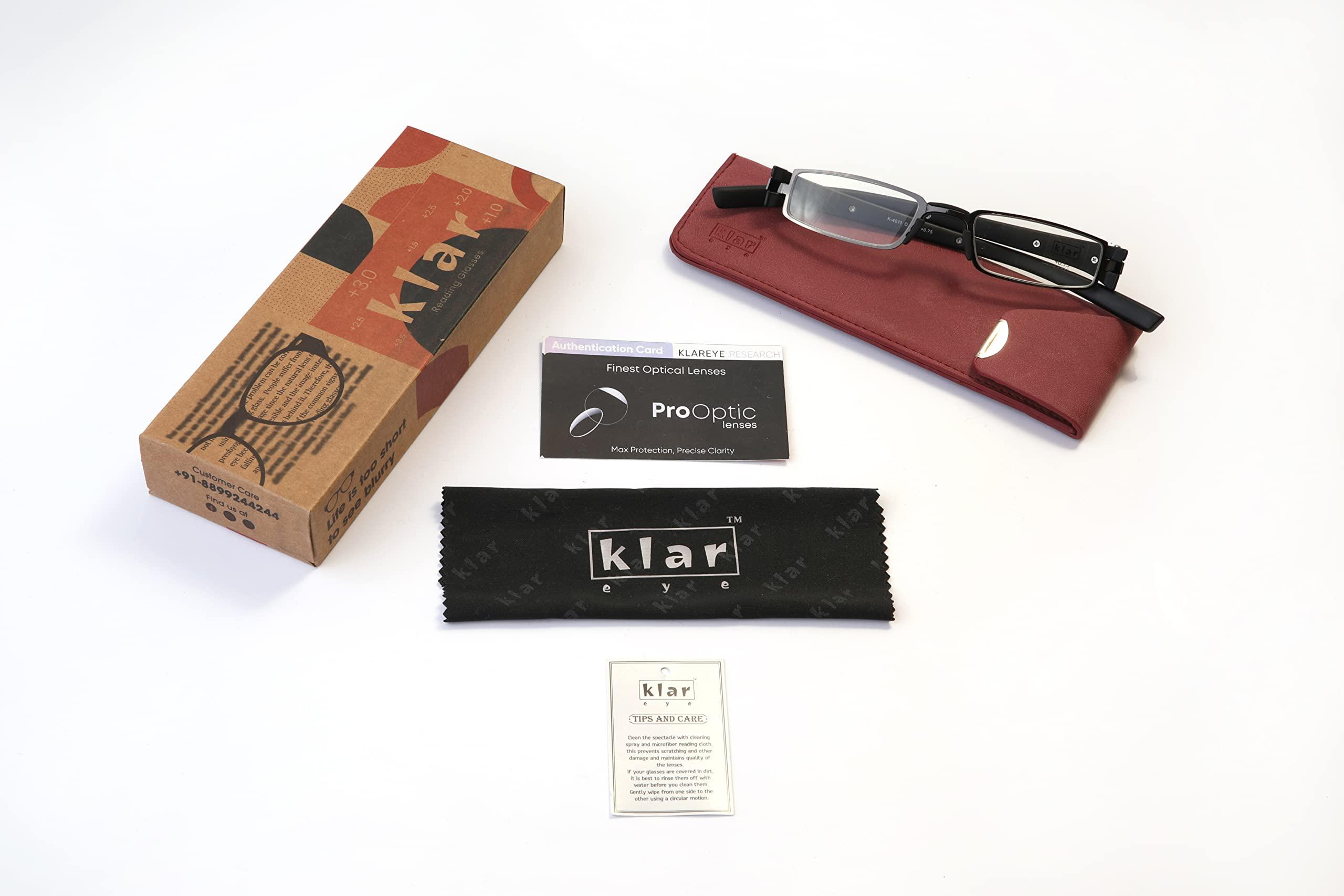 klar Eye klar Eye Premium Reading Glasses For Men and Women Mobile and Computer reading glasses Anti Reflection Scratch resistant reading glasses Powers from +0.75 to +3.50 k-4011(Burgundy, 2)
