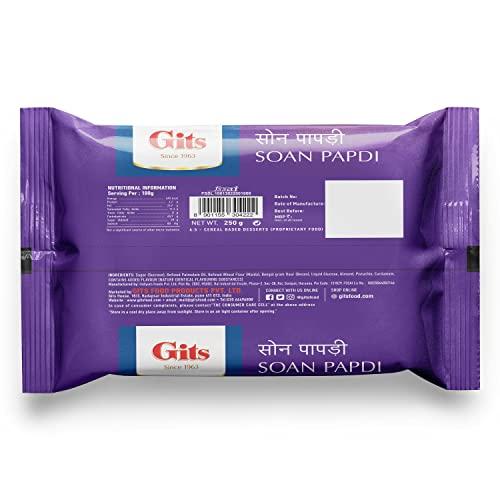 Gits Gits Ready to Eat Desserts Gulab Jamun Tin 1 Kg + Soan Papdi Pack of 2 X 250g