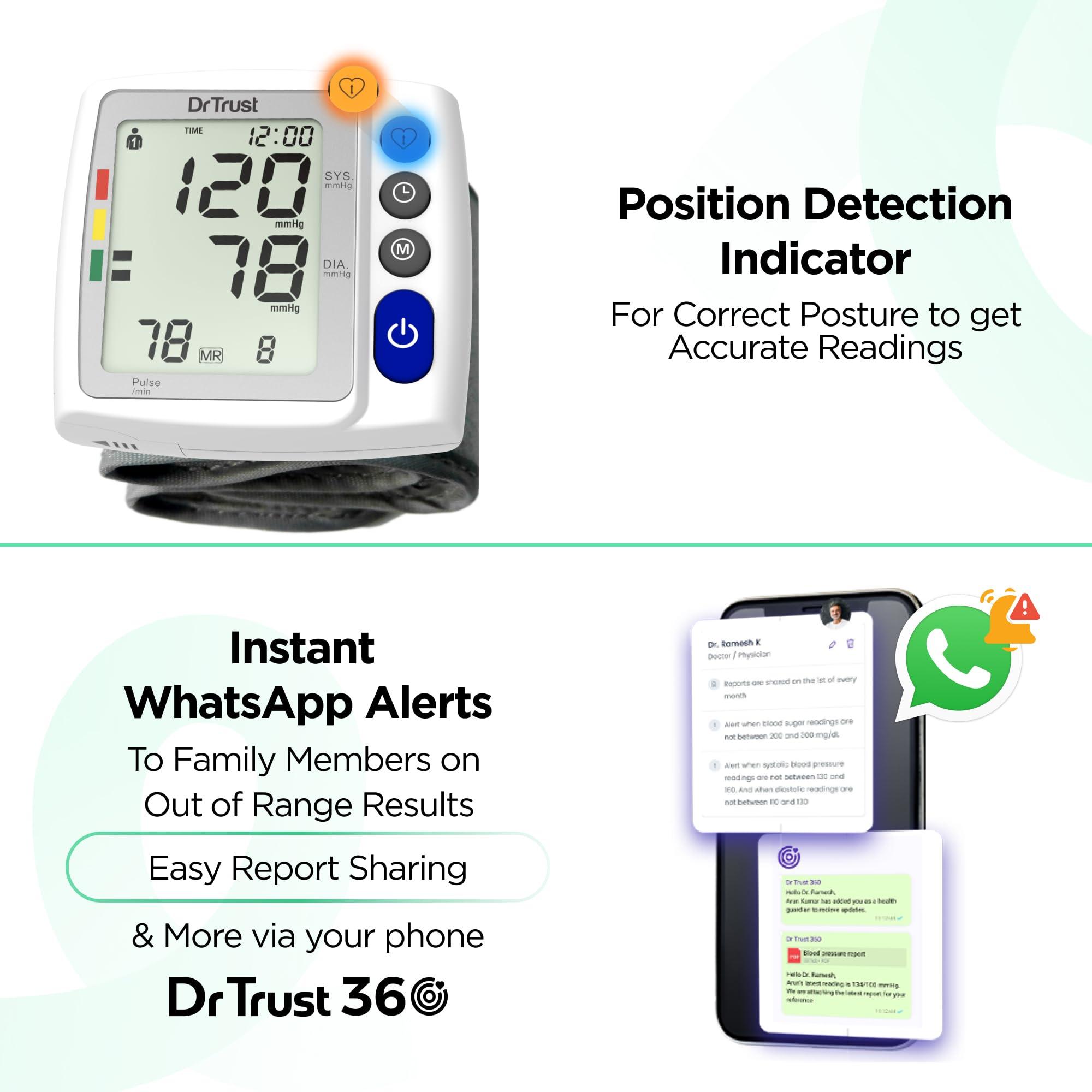 Dr Trust Dr Trust USA Wrist BP Monitor with Cuff -125 Digital Blood Pressure Monitoring Machine for Home Use, Automatic BP Testing Watch for Easy Use
