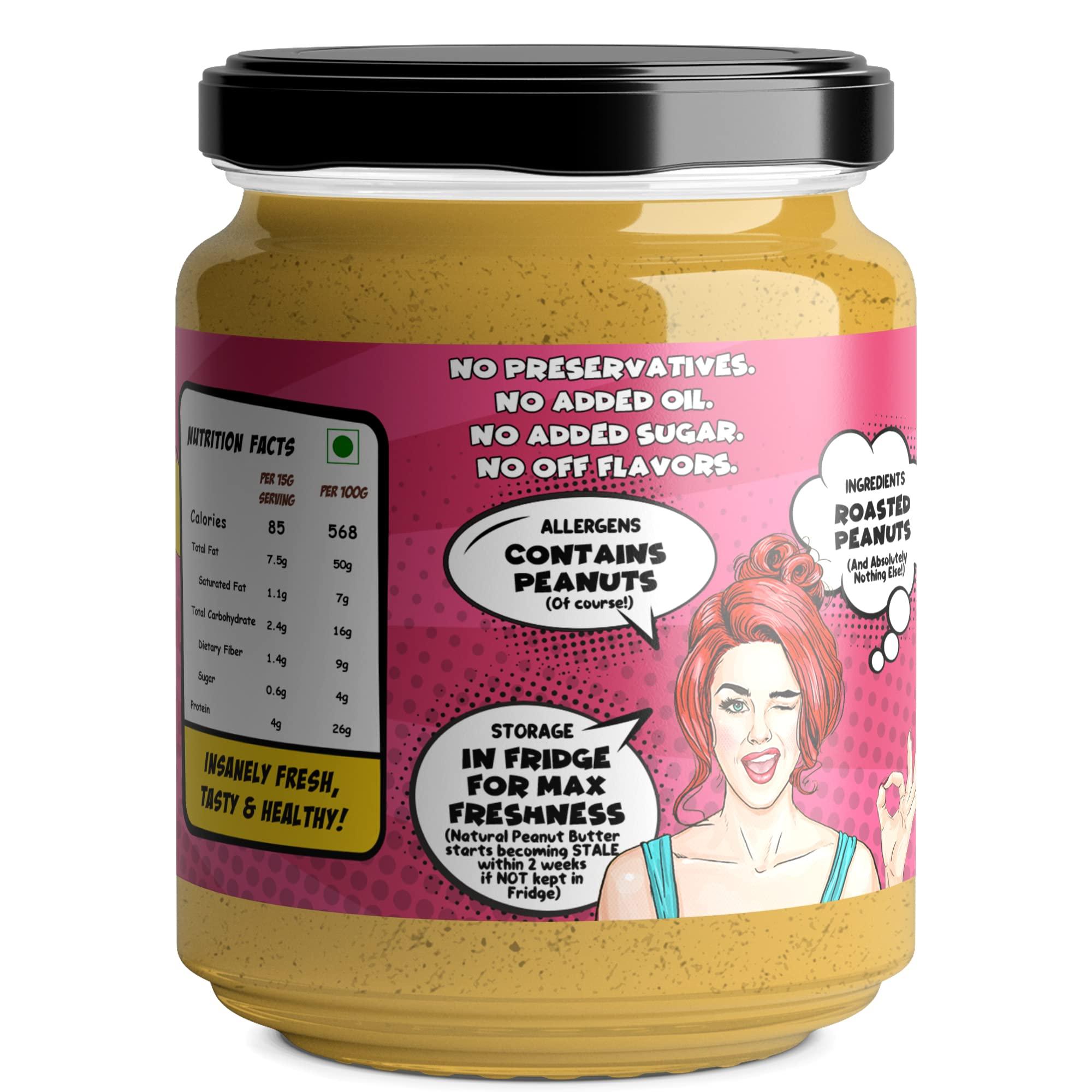 TheFreshNeeds TheFreshNeeds Natural Peanut Butter (Unsweetened Crunchy) | Made Fresh on Order | 500gm | High Protein | Insanely Tasty & Healthy | Sugar-free