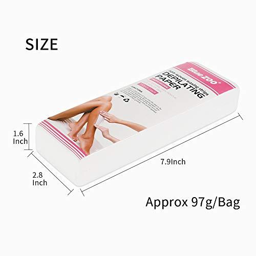 BlueZOO BlueZOO Wax Strips 100 Pack 7.9 x 2.8 Inches Professional Salon Non-Woven Waxing Strip Depilatory Paper for Facial and Body Hair Removal