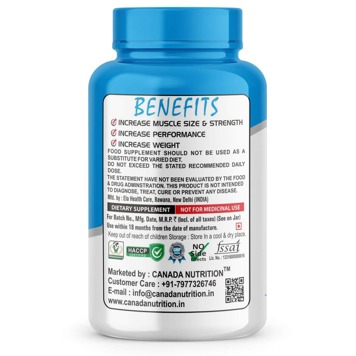 Canada Nutrition Canada Nutrition Men's and Women's Bulk Gain Mass and Weight Gainer Capsule for Fast Weight & Muscle Gain with Free Shaker- 60 Cap