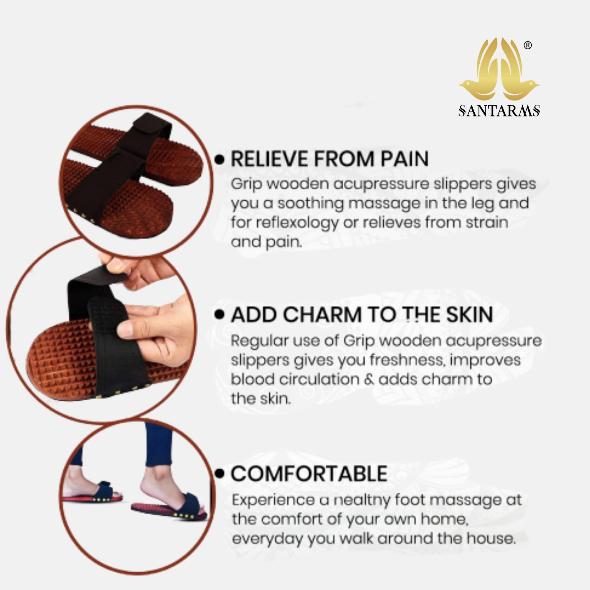 santarms Santarms Acupressure Slippers for Men Women Foot Massager Wooden Acupuncture Gift mom dad Gifts Home accupressure Tools Bathroom Slippers | Footwear or Foot Wear