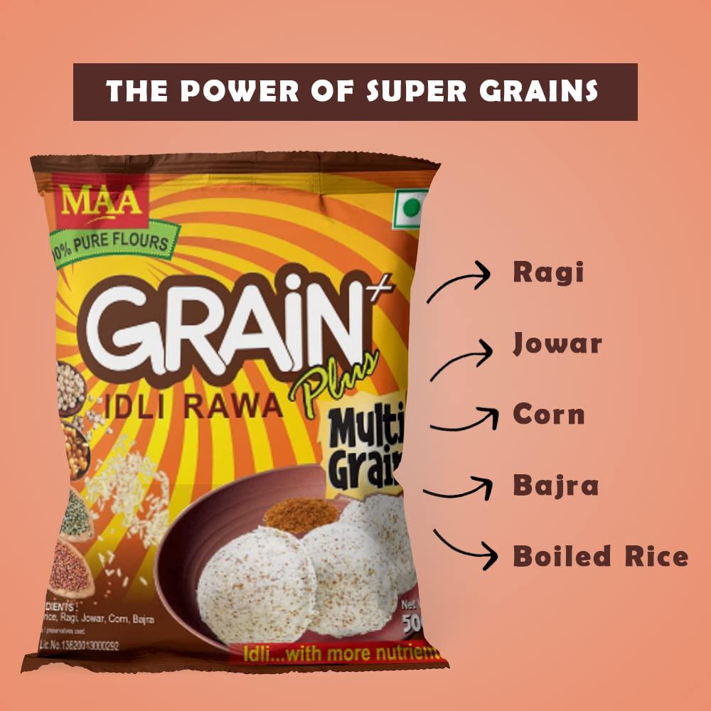 MAA MAA Premium Combo of Grain Plus Idly Rawa 1Kg & Rice Rawa 1Kg