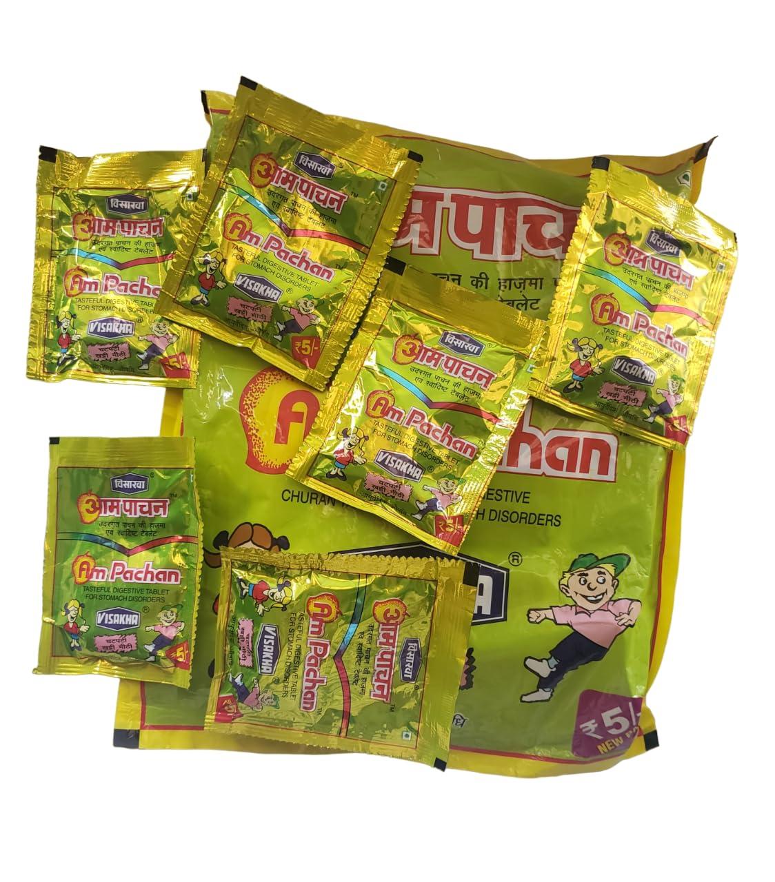 Generic Aam Pachan Chatpati Goli- 30 sachets in each pack - Tasty Healthy Churan Delicious - Best for Kids, Men, Women - 90\'s Candy - Helps with acidity, gas and indigestion, 390 gram