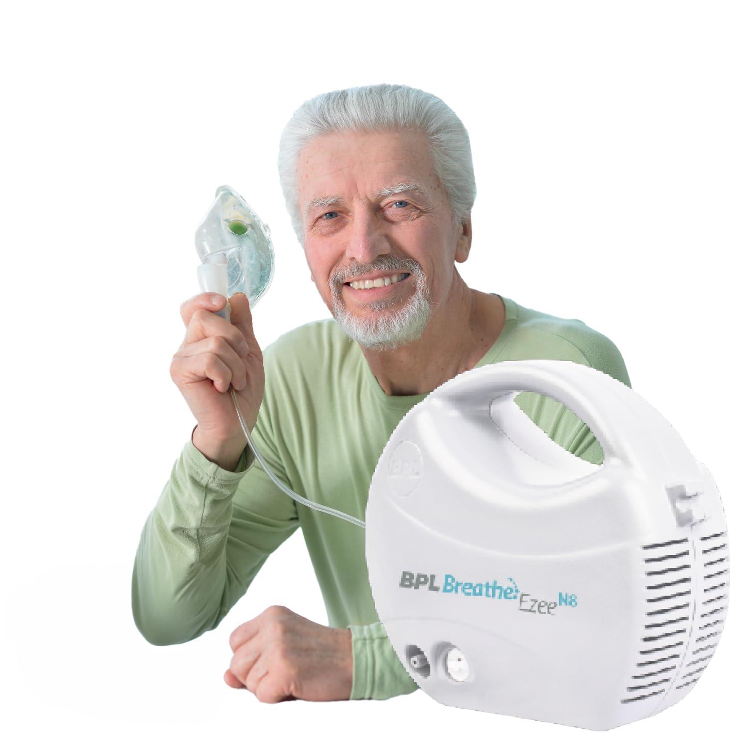 BPL Medical Technologies BPL Medical Technologies Breathe Ezee N8 Nebulizer Low Noise Compressor Nebuliser Machine Kit (White)
