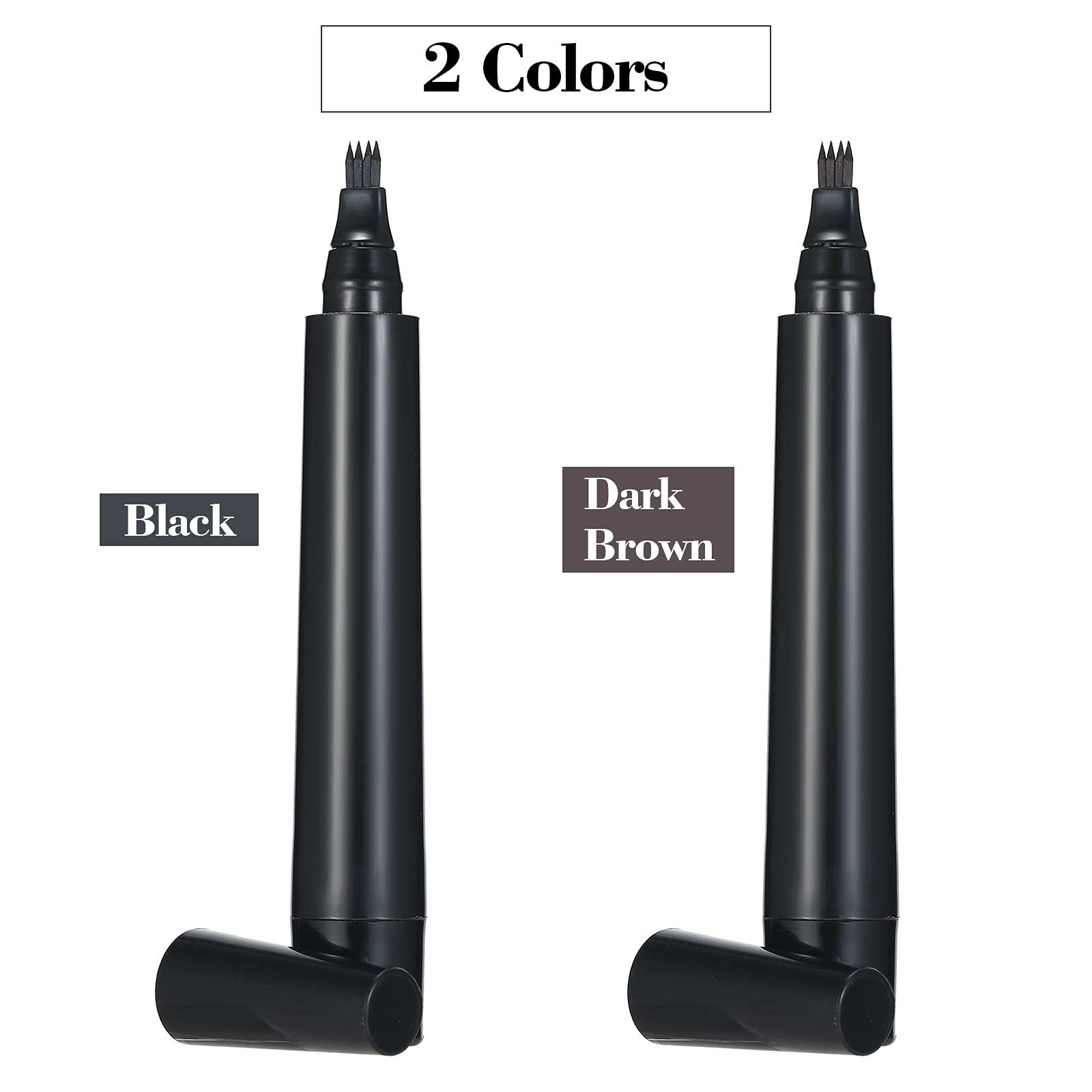 POOWE Beard Filler Pen & Beard Brush Male Mustache Shape Repair Effective Enhance Facial Hair Waterproof & SWEA roof Beard Pen Kit for Man(Black)-POOWE