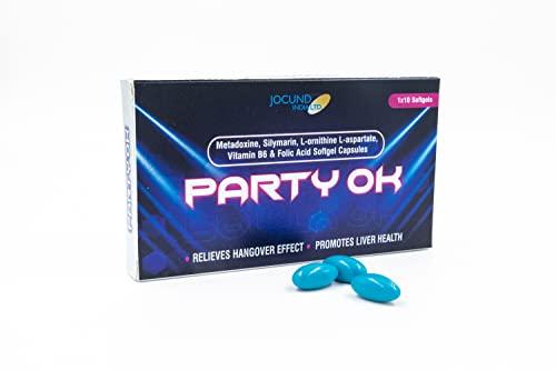 JOCUND INDIA LTD. PARTY OK Antihangover Capsules | No Hangover | Liver Protection | Liver Health Immune Booster | Refreshed Mornings | Detox | Pack of 10 Capsules | JOCUND INDIA LTD. (Pack of 2)