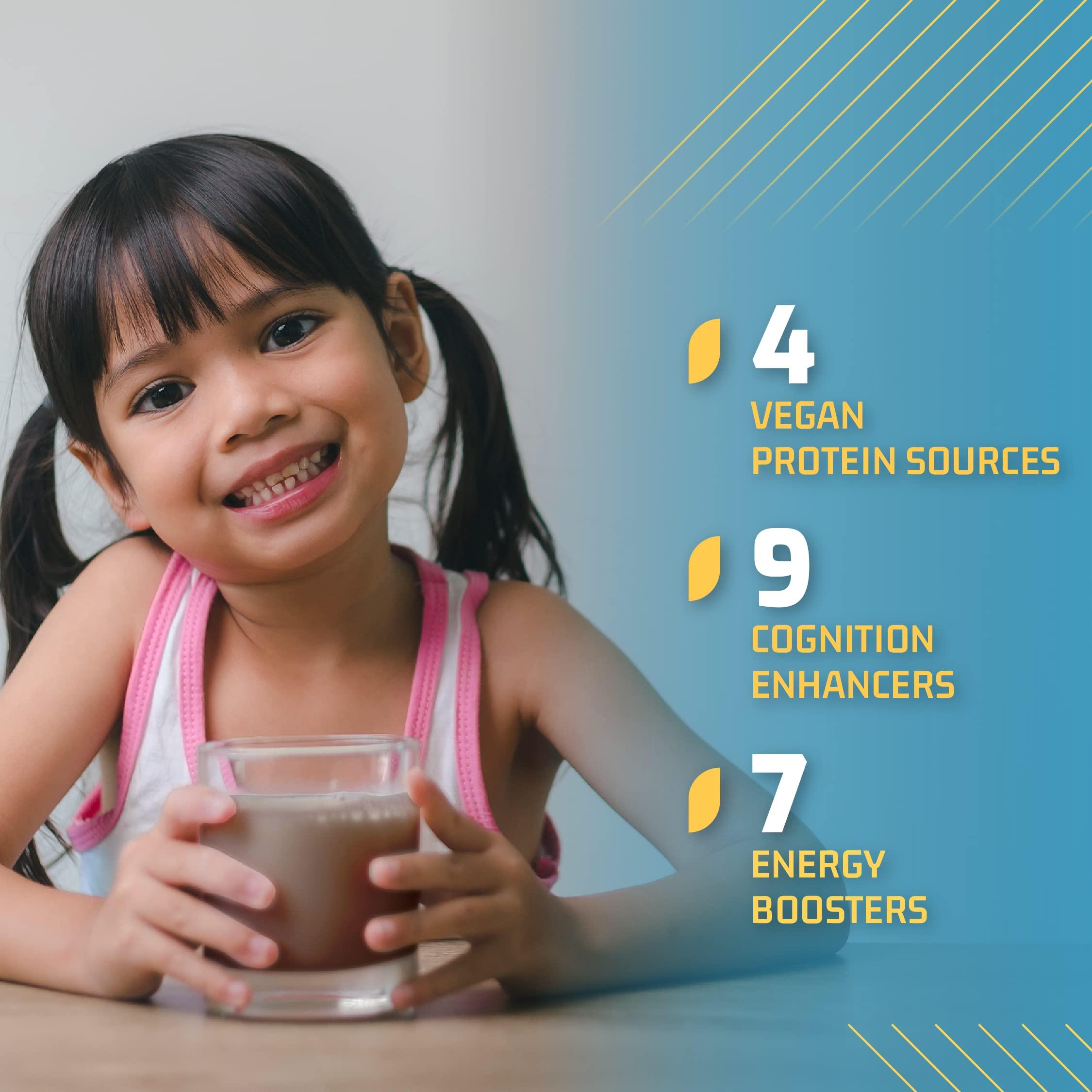 PLANTIGO Plantigo Kids Protein 14g, 11 Vitamins, 8 Minerals, Vegan Nutrition Supplement | Muscle, Bone Growth & Brain Health | Plant Based Protein Powder for Kids 10+ years | (Swiss Chocolate Flavor - 500g)