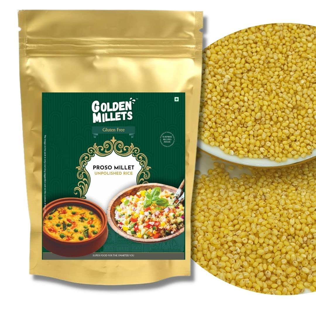 GOLDEN MILLETS GOLDEN MILLETS Proso Millet Unpolished Rice |100% Gluten Free & Natural |High Protein & More Fiber (Pack of 5, 1000)