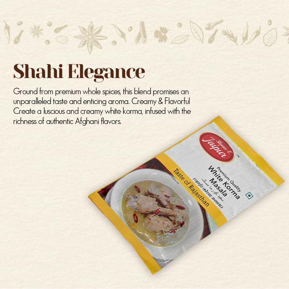 SHAAN-E JAIPUR Shaan-E Jaipur White Korma Masala | Shahi White Chicken Korma Masala | Natural Spices | Spice for Authentic Taste and Colour 50 gm Each (Pack of 2)