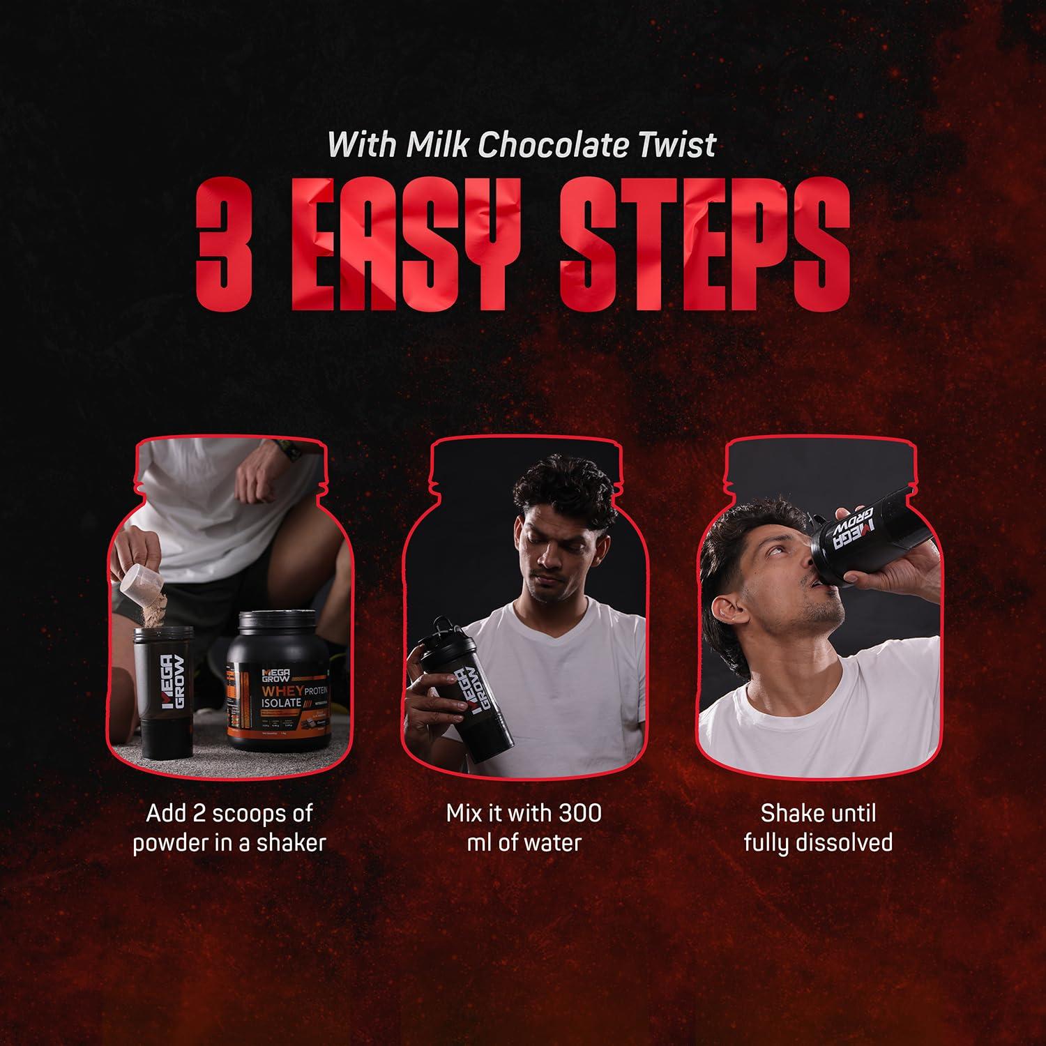 MEGAGROW MEGAGROW Mass Gainer 1Kg,Milk Chocolate Flavor-High Calorie Weight Gain Protein Powder,Bulking Supplement Powder,Mass & Weight Gainer Shakes For Men & Women Total 10 Servings