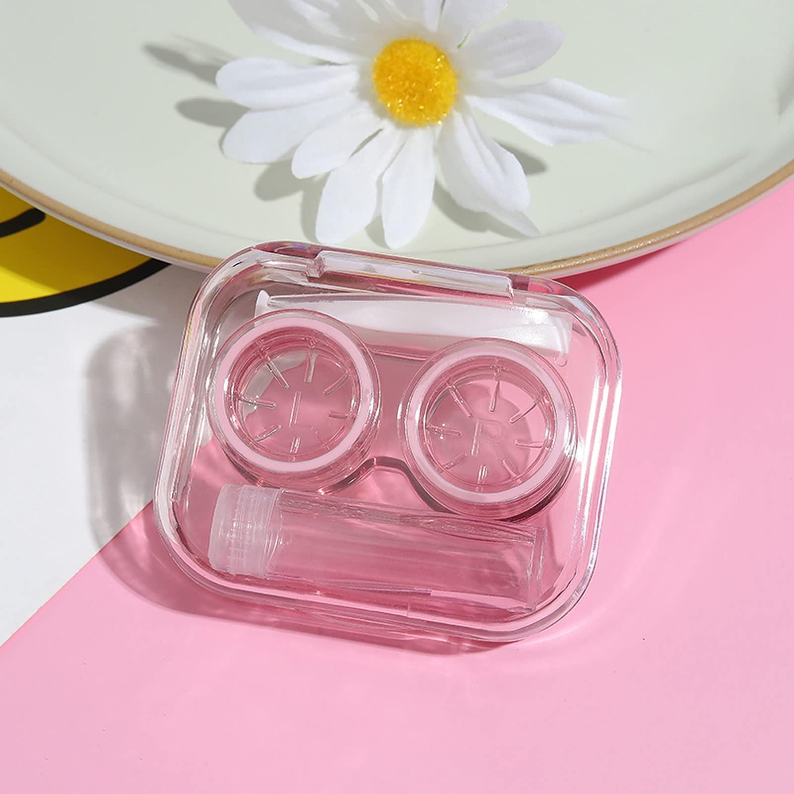 wolpin wolpin Plastic Travel Contact Lens Case Box Case See Through Leakproof, Potable Lens Box For Man And Women(Transparent, Pink)
