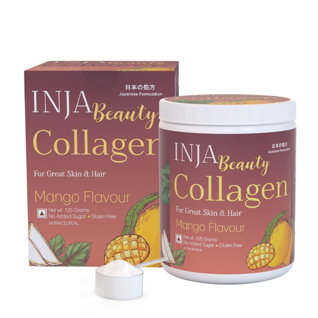 INJA Wellness INJA Wellness Beauty Marine Collagen Supplement For Women, Men, Vitamin C Collagen With Japanese Formulation, Healthy Joints, Muscles, Skin & Hair, Sugar & Gluten Free, Mango Flavor, 125Gm - Powder