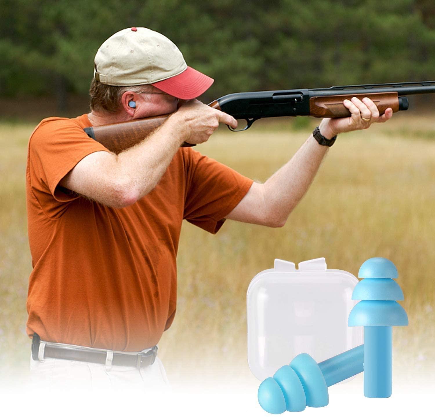 James 2 Pairs Reusable Silicone Ear Plugs, Waterproof, Hypoallergenic - Ultra Comfortable Noise Reduction Earplugs for Sleeping, Swimming, Concerts and Airplanes (earplugs 2 Set) (Blue and Green