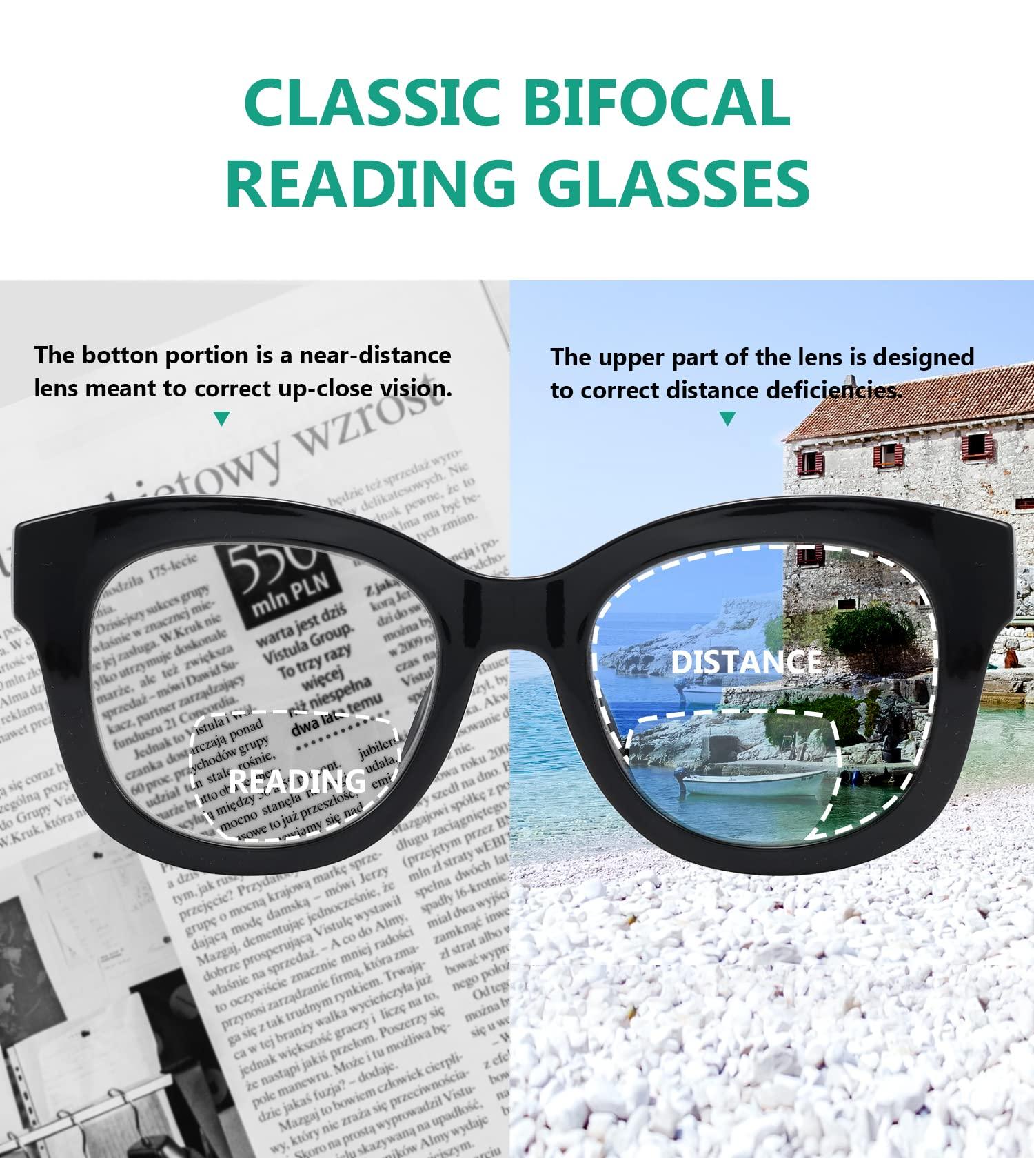 Eyekepper Eyekepper Large Frame Bifocal Reading Glasses Women Oversize Bifocal Readers - Grey Tortoise +1.50