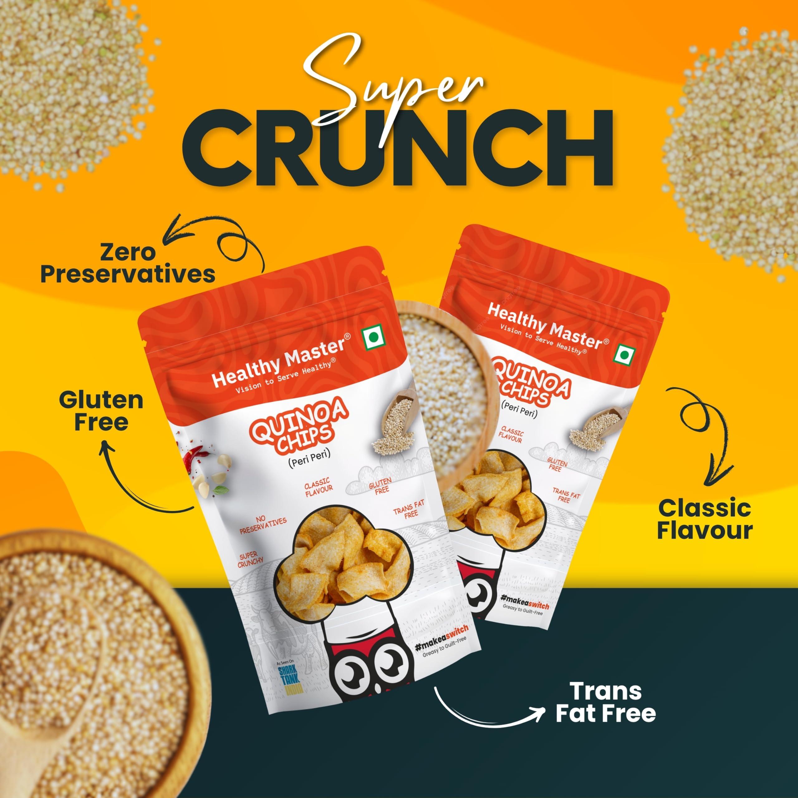 HEALTHY MASTER Vision to serve healthy Healthy Master Baked Quinoa Chips with All Natural Ingredients | High in Fiber | Low in Sodium | Gluten-Free | Vacuum Cooked | Oil-Free (Quinoa Chips, 200g)