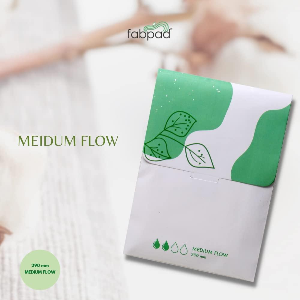 FabPad FabPad Organic Cotton Ultra Thin Rash Free Biodegradable Eco-Friendly Sanitary Pads Period Napkins with Disposable Cover (Medium Flow, Pack of 12)