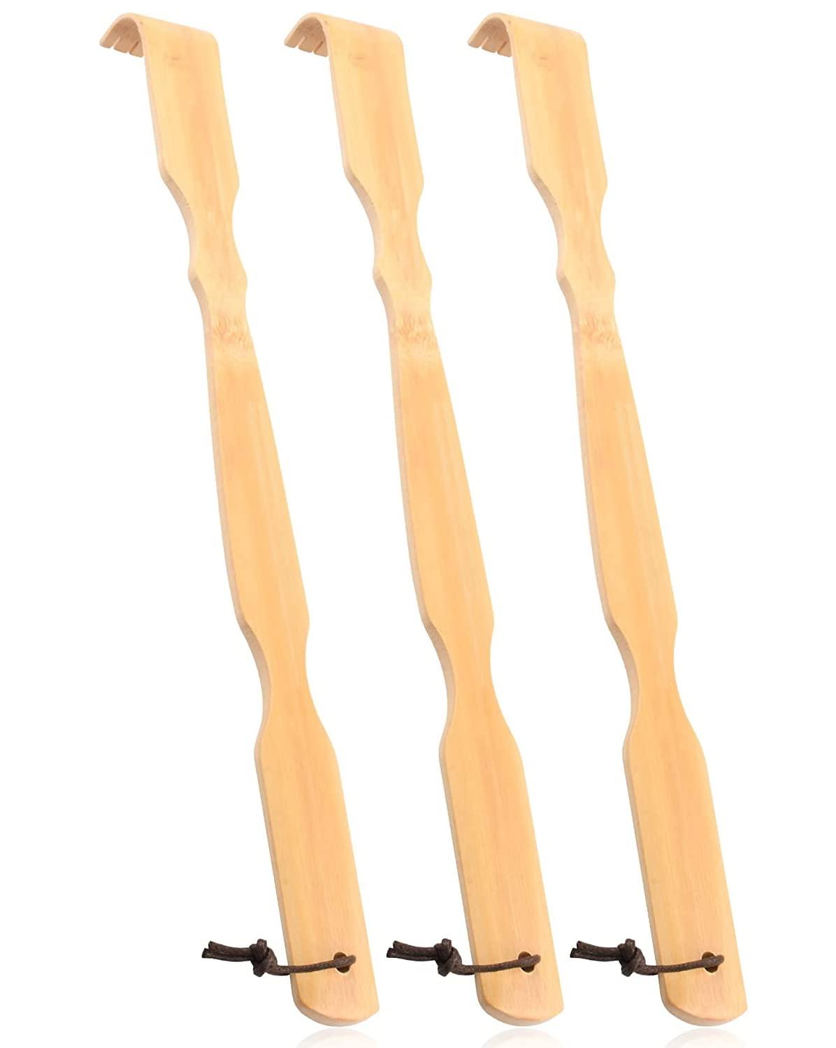 Renook RENOOK Bamboo Back Scratchers, 3 Pieces Thicken Extended Wooden Personal Massager for Women and Men,17'', Provide Instant Relief from Itching, Good Practical and Novel Gifts