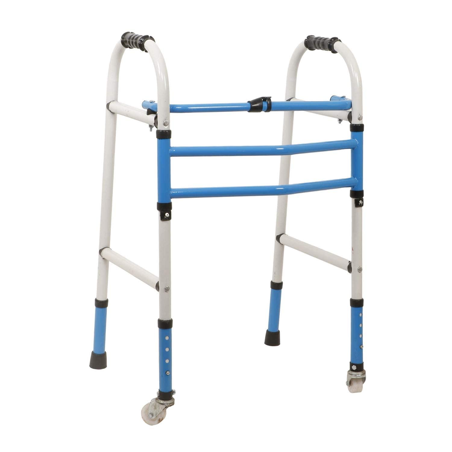 Generic Relies OLD AGE PEOPLE FRONT WHEEL WALKER Portable Light Weight Height Adjustable Foldable Walker for Men Women Adults Patients