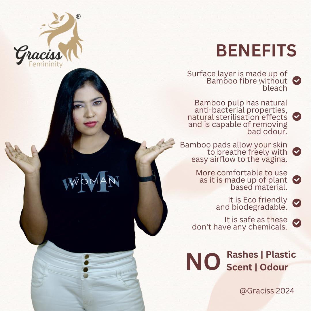 Graciss ; Femininity Graciss 20 Pcs Anion 3XL(350MM) size Ultra-thin Sanitary Pads for Women | sanitary napkins| Rash & Odour free| With premium cotton top and Anion chip With disposable wrap