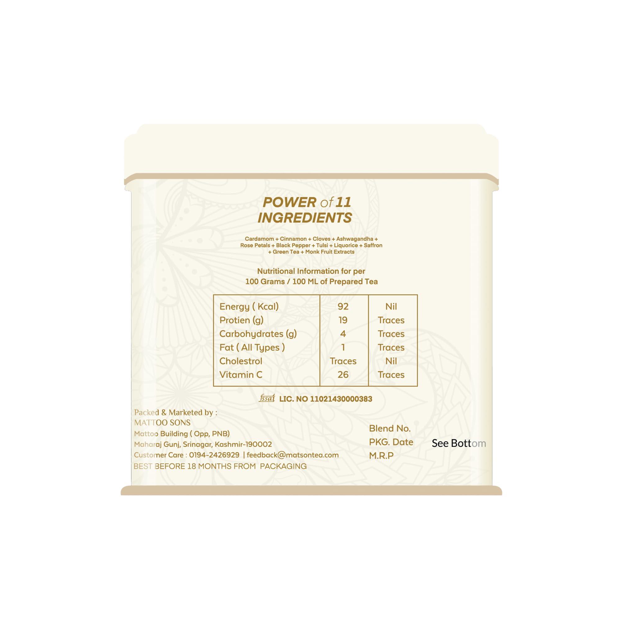 Matson Matson Kashmiri Zaffrani Kahwa Sugar Free | Instant Premix Powder | 250 gm | Saffron | SugarFree Kehwa | Kashmiri Kahwa | Shahi Kehwa | Saffron Tea | Qahwa |Sugar Free